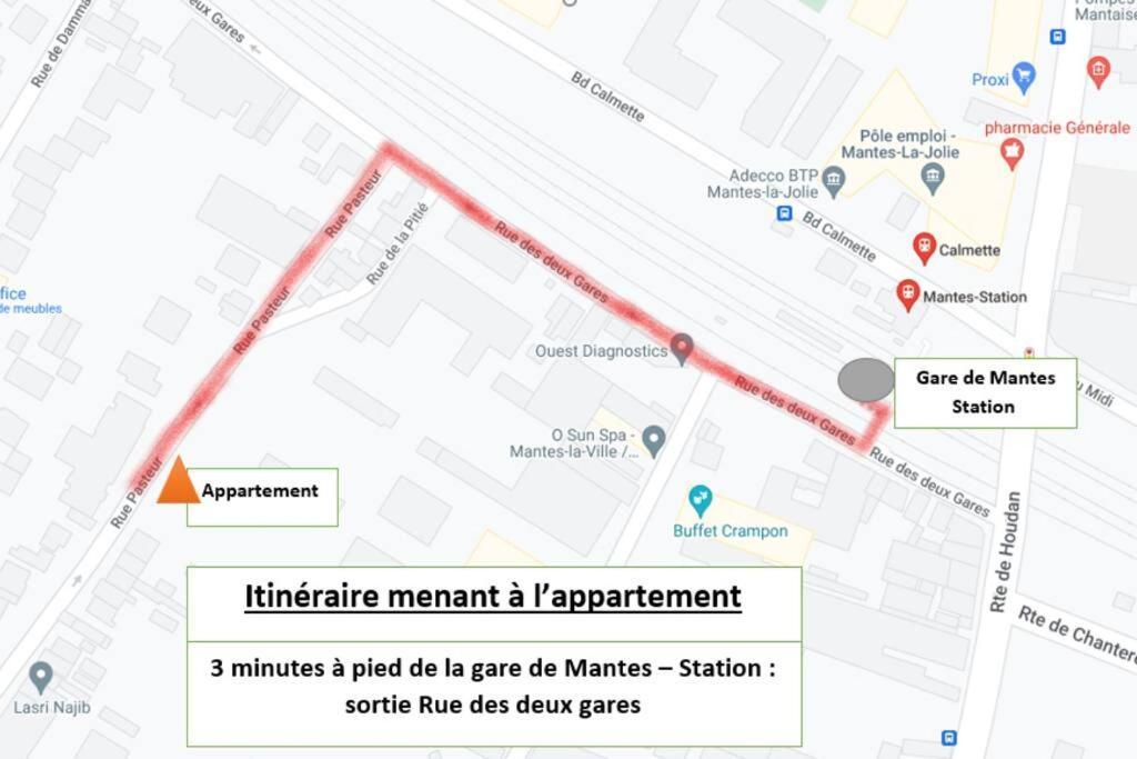 Appartement F2 De Haut Standing En Hypercentre Avec Jardin Prive A 270 M De La Gare De Mantes ! Eksteriør billede